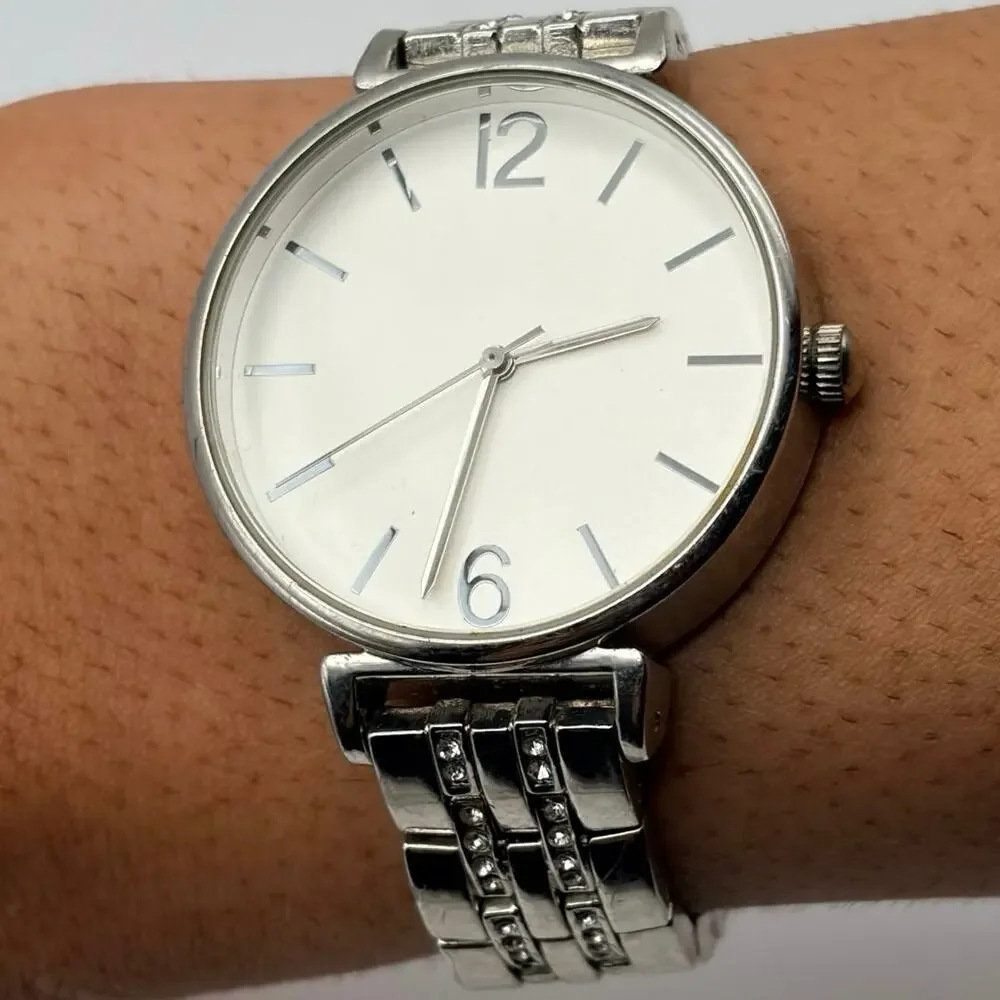 Silver Crystal Retro Watch
